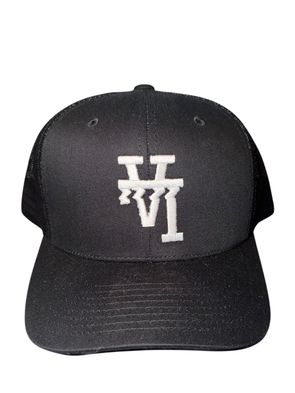Black Upside Down LA ripple trucker hat w/ ,la pin